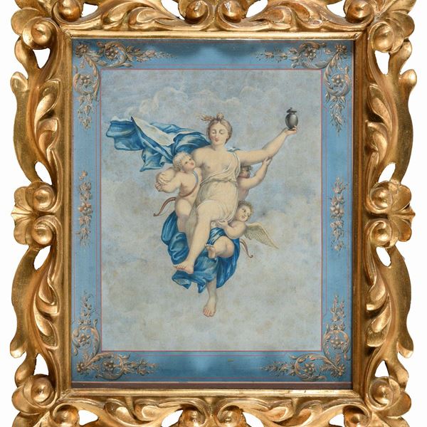 TEMPERA NEOCLASSICA VENERE PORTATA IN CIELO DA EROTI