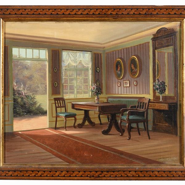 DIPINTO INTERNO BORGHESE DI SCUOLA EUROPEA
