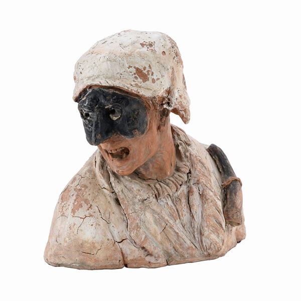 BUSTO DI PULCINELLA IN TERRACOTTA DI SCULTORE NAPOLETANO