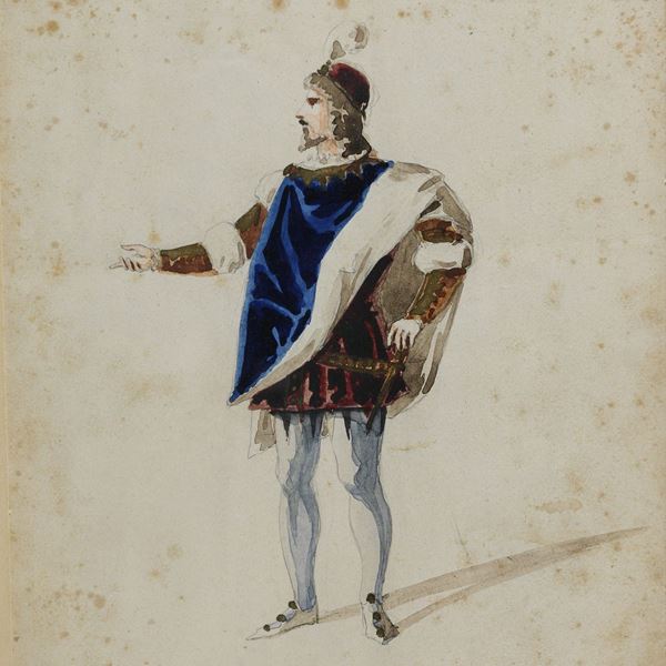 SEI ACQUERELLI COSTUMI TEATRALI F.TI S. DE. CANDIA