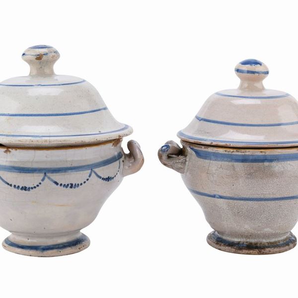 DUE ZUPPIERE IN MAIOLICA, ITALIA MERIDIONALE
