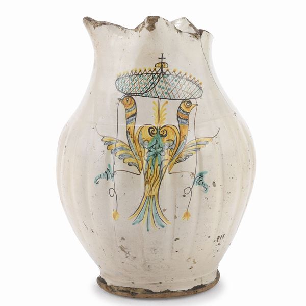 RESTI DI BROCCA IN MAIOLICA, OFFICINA CAMPANA XIX SECOLO