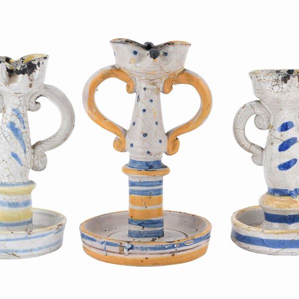 TRE PORTACERI IN MAIOLICA, PUGLIE
