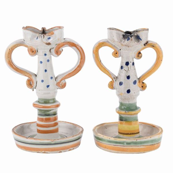 DUE PORTACERI IN MAIOLICA, PUGLIE