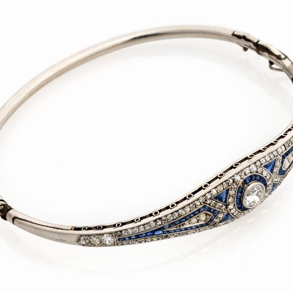 BRACCIALE IN PLATINO CON ZAFFIRI E BRILLANTI