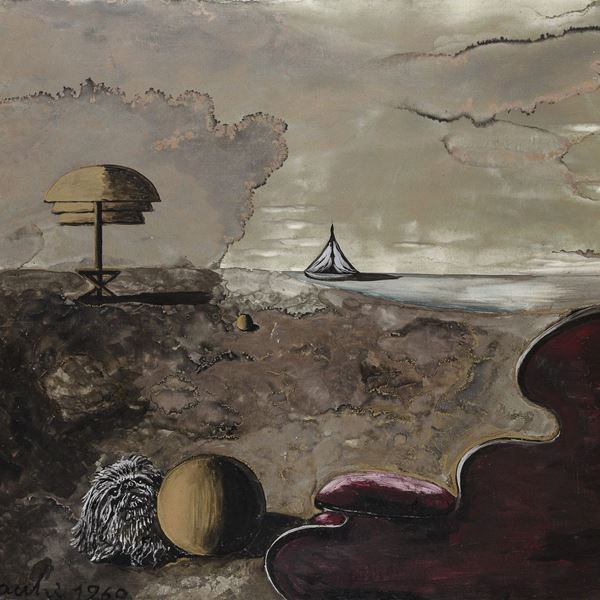 DIPINTO LA SPIAGGIA DI SERGIO VACCHI, 1969