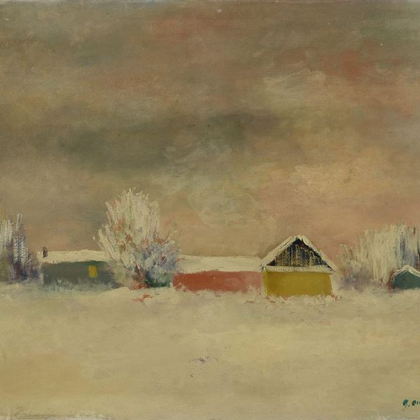 DIPINTO PAESAGGIO INNEVATO DI GIOVANNI OMICCIOLI, 1960