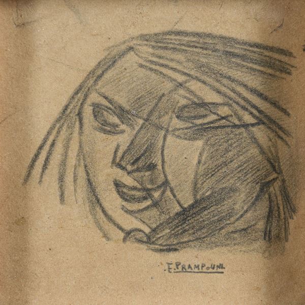 DISEGNO TESTA DI DONNA F.TO ENRICO PRAMPOLINI