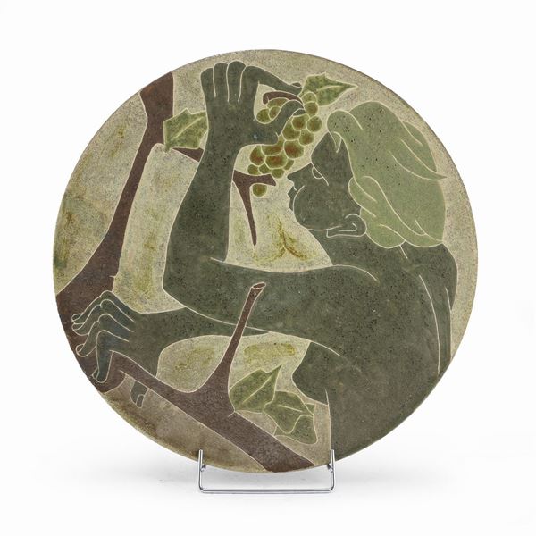 PIATTO IN MAIOLICA DI NINO CARUSO, 1960