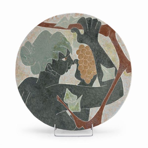 PIATTO IN MAIOLICA DI NINO CARUSO, 1957
