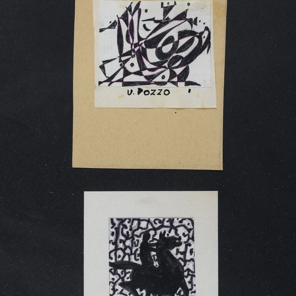 DUE DISEGNI CAVALIERI DI UGO POZZO