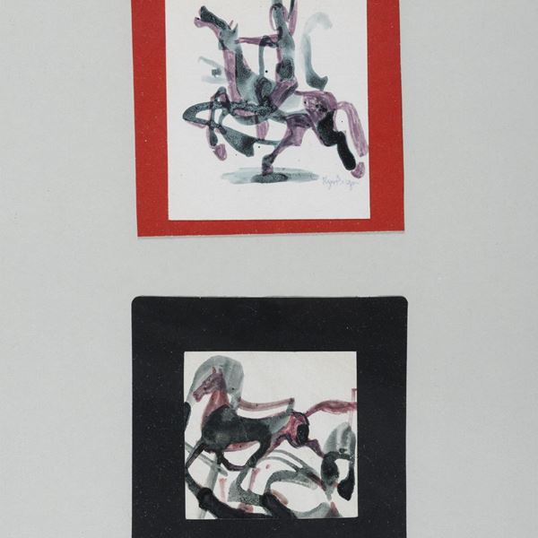 DUE DISEGNI CAVALLI DI UGO POZZO