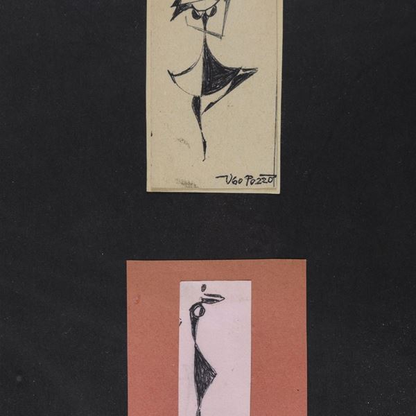 DUE DISEGNI BALLERINE DI UGO POZZO