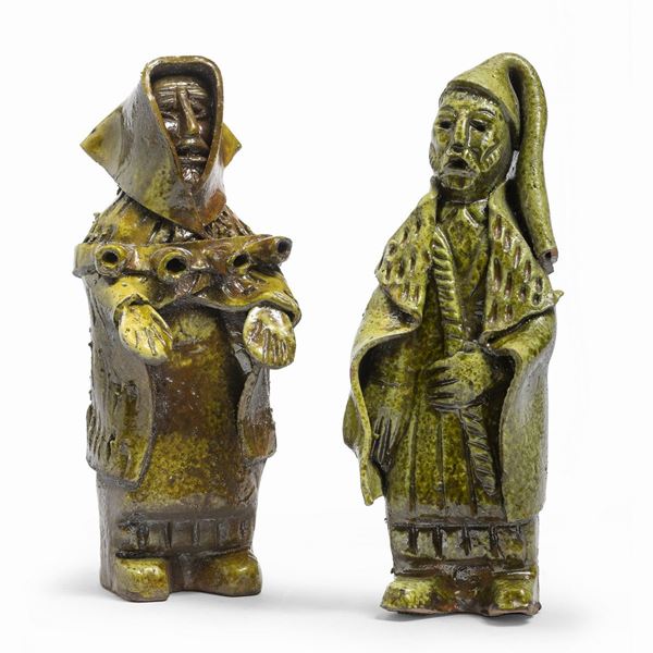 DUE STATUINE IN CERAMICA DI CLAUDIO PULLI
