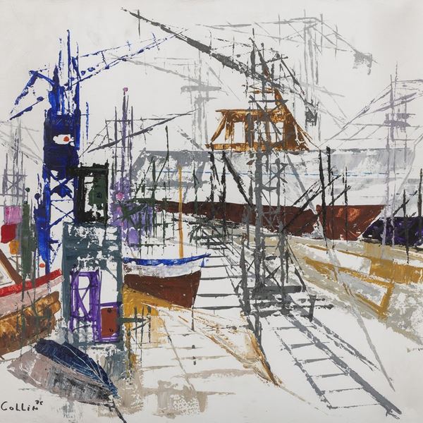 DIPINTO PORTO DI JEAN PIERRE COLLIN
