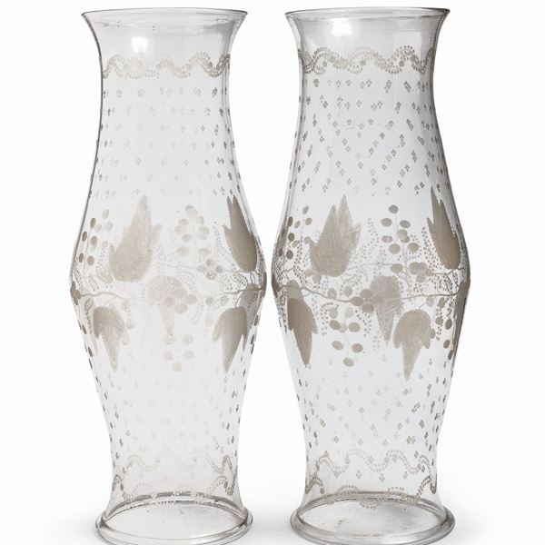 COPPIA DI DIFFUSORI IN VETRO PER CANDELIERI