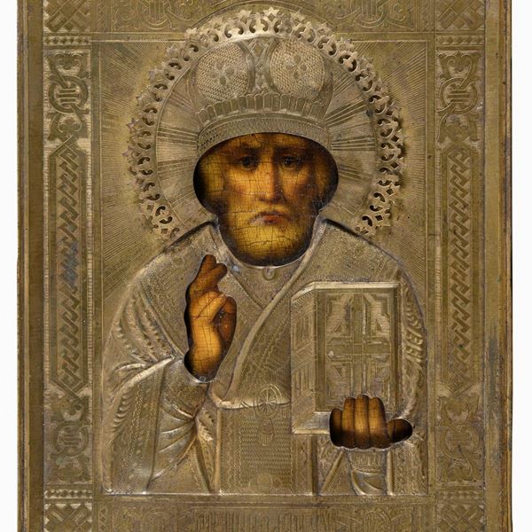 ICONA SAN NICOLA TAUMATURGO CON RIZA