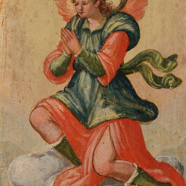 COPPIA DI DIPINTI ANGELI DI PITTORE VENETO