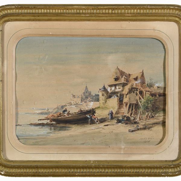 ACQUERELLO COSTA BRETONE DI JULES ACHILLE NOËL