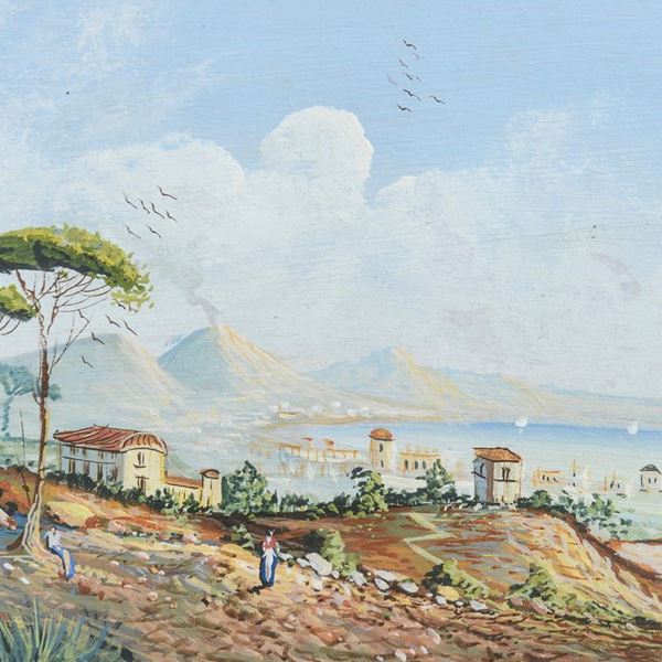 GOUACHE VEDUTA DEL GOLFO DI NAPOLI