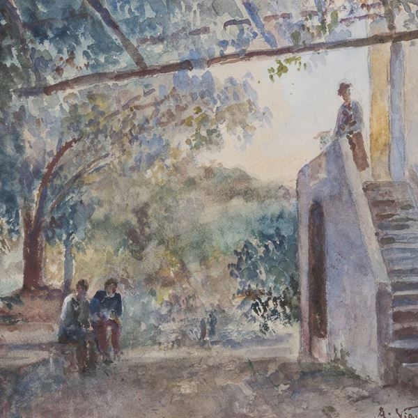 ACQUERELLO CASA IN CAMPAGNA F.TO A. VIANELLI