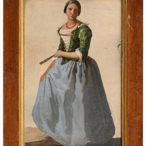 RITRATTO DI DONNA CON VENTAGLIO ATTRIBUITO GUARDASSONI
