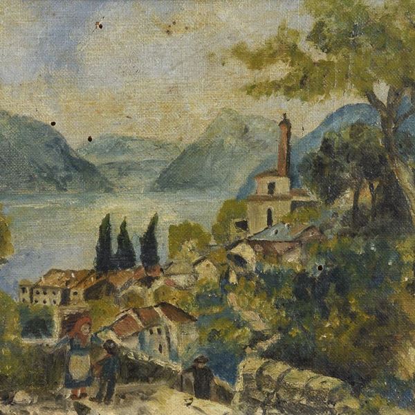 DIPINTO PAESAGGIO ALPINO DI PITTORE NORDICO