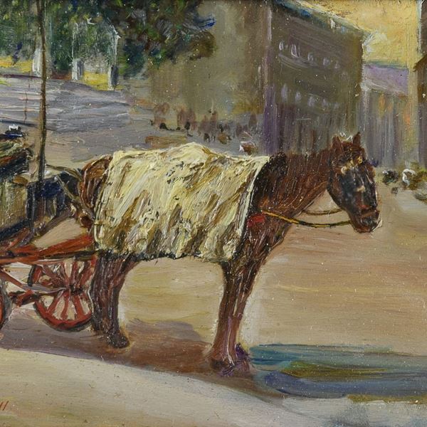 DIPINTO CAVALLO A PIAZZA VENEZIA DI DINO CANTINI