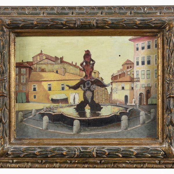 DIPINTO IL TRITONE DI PIAZZA BARBERINI