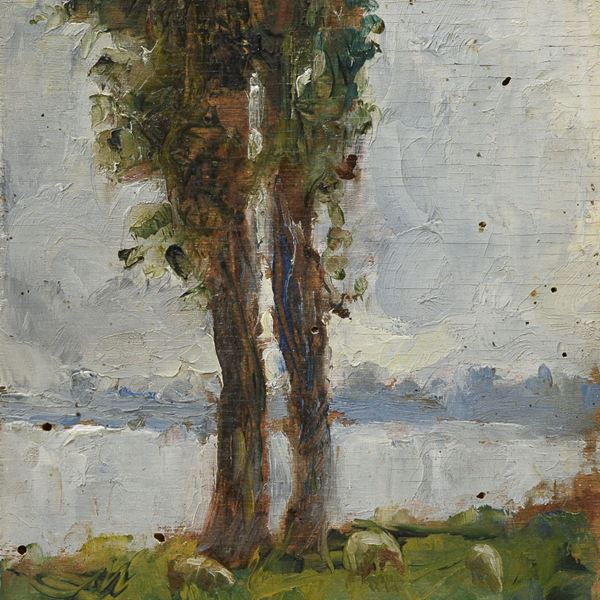 DIPINTO PAESAGGIO CON ALBERI F.TO MAZZONI
