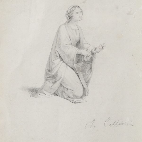 DISEGNO FANCIULLA ORANTE F.TO A. CELLINI