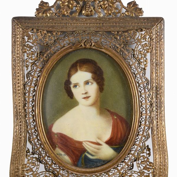MINIATURA OVALE RITRATTO DI DONNA