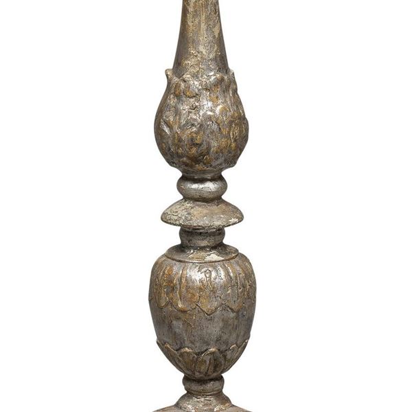 CANDELIERE LEGNO ARGENTATO, XVIII SECOLO