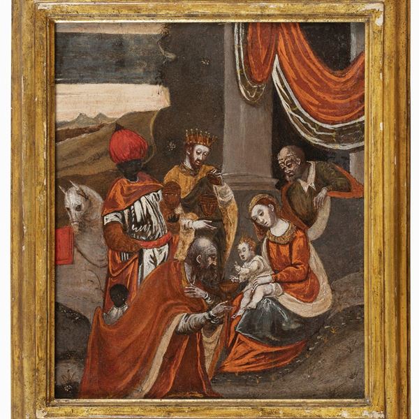 ADORAZIONE DEI MAGI DI SCUOLA DALMATA DEL CINQUECENTO