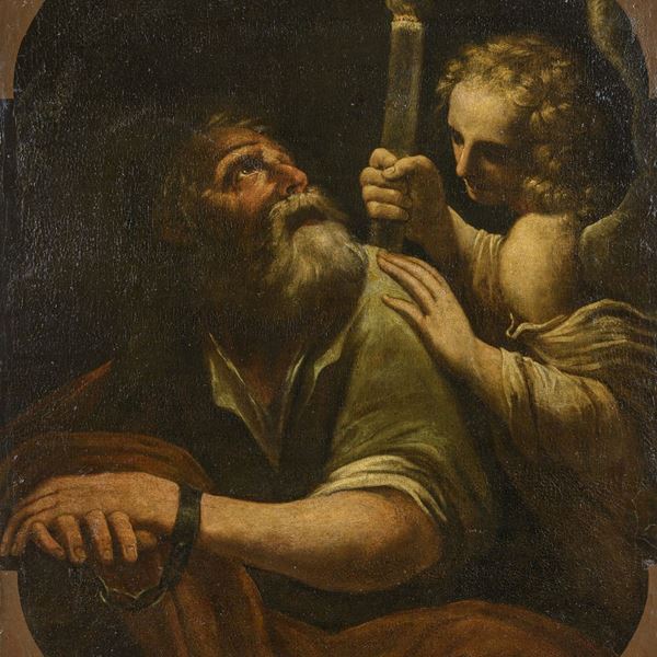 L'ANGELO E SAN PIETRO DI SEGUACE DI GIOVANNI LANFRANCO