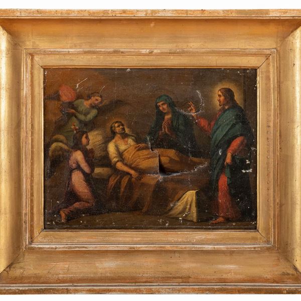 DIPINTO LA MORTE DI SAN GIUSEPPE DEL SETTECENTO