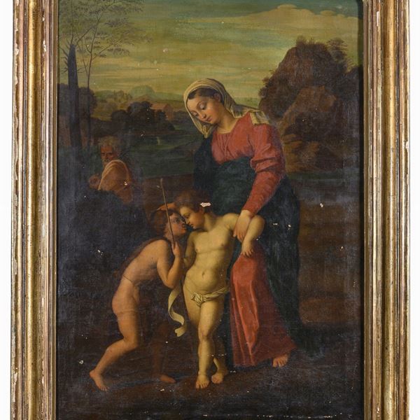 DIPINTO SACRA FAMIGLIA DA RAFFAELLO