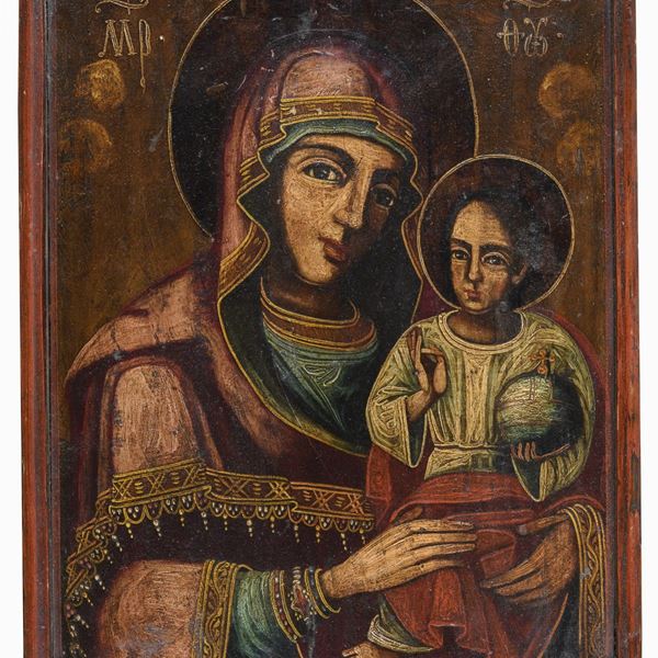 ICONA VERGINE ODIGITRIA DI PITTORE BALCANICO