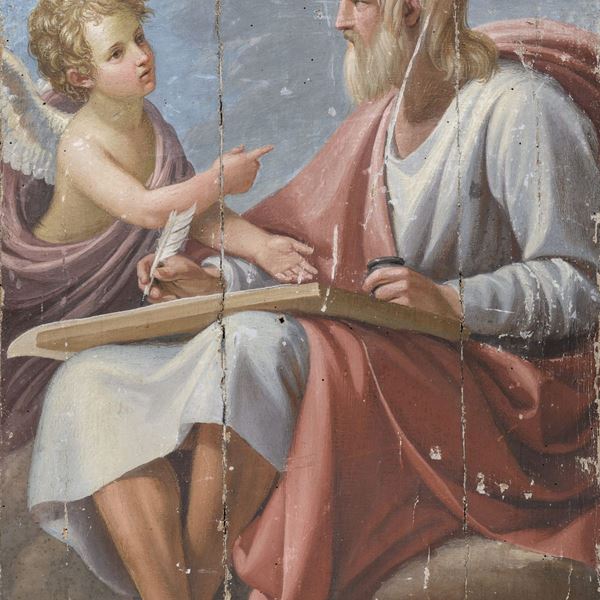 COPPIA DI STRAPPI DI AFFRESCHI SAN MATTEO E SAN LUCA