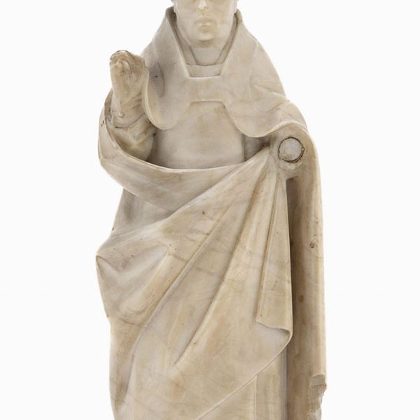 SCULTURA DI VESCOVO IN MARMO BIANCO, XVIII SECOLO