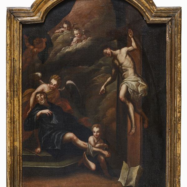 DIPINTO SANT'AGOSTINO DI PITTORE ROMANO DEL SETTECENTO
