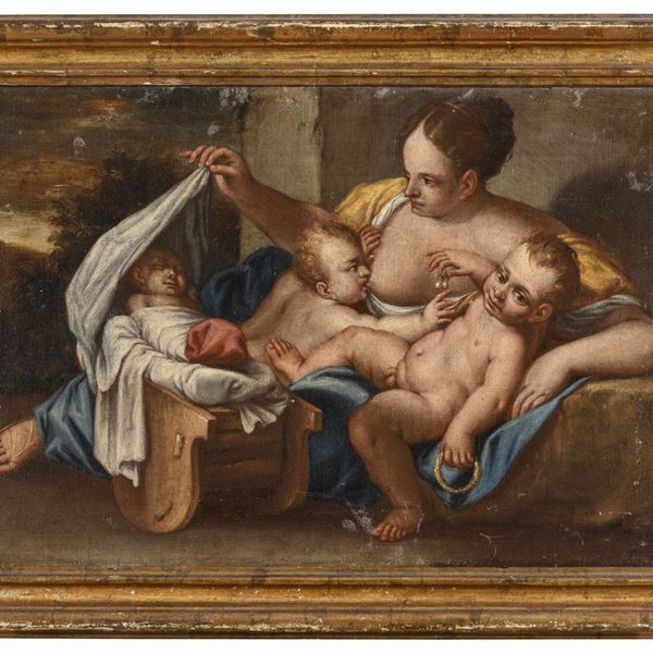 DIPINTO LA CARITÁ DI PITTORE BOLOGNESE DEL SEICENTO