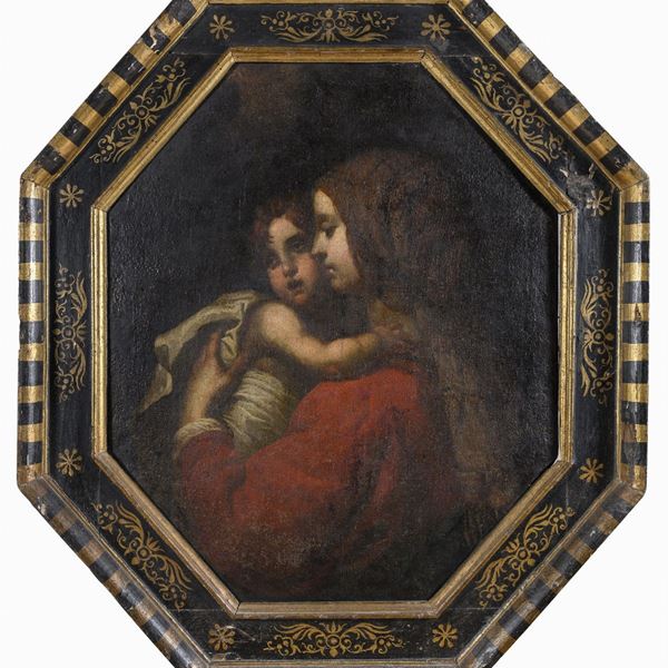 MADONNA COL BAMBINO DI PITTORE TOSCANO DEL SEICENTO