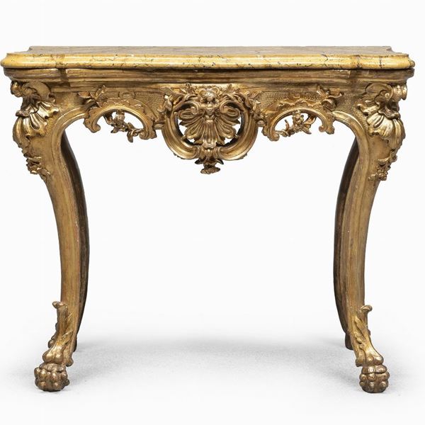 CONSOLE IN LEGNO DORATO, NAPOLI XVIII SECOLO
