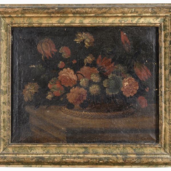 CANESTRA DI FIORI DI PITTORE DEL SETTECENTO