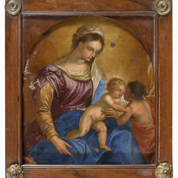 VERGINE CON IL BAMBINO DI PITTORE ROMANO DEL SETTECENTO