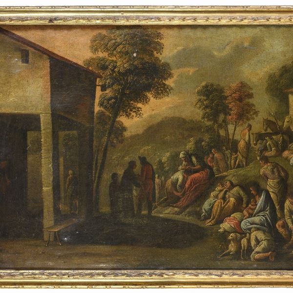 DIPINTO RIPOSO DURANTE L'ESODO DELLA BOTTEGA DEL MASTELLETTA