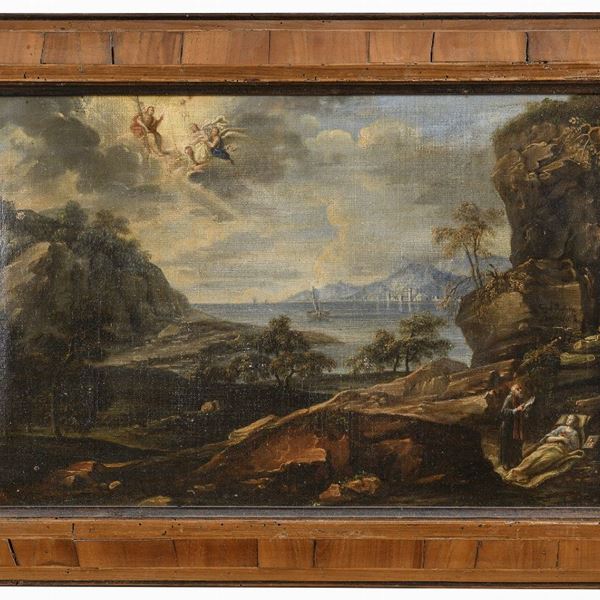 DIPINTO PAESAGGIO CON LA MORTE DI SANTA MARIA EGIZIACA