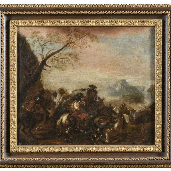 BATTAGLIA TRA CAVALIERI DI PITTORE NAPOLETANO