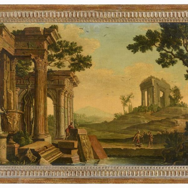 PAESAGGIO CON ROVINE ANTICHE DI MANIERA SETTECENTESCA